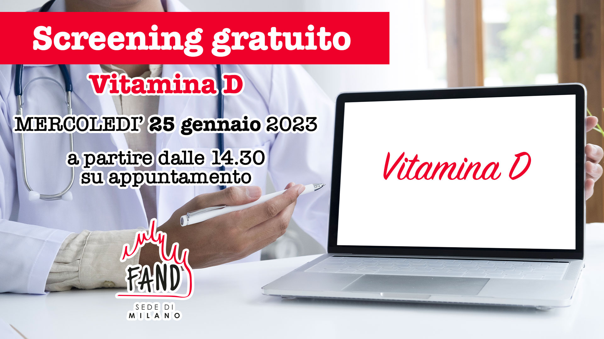 25 gennaio 2023 - Screening gratuito - Vitamina D